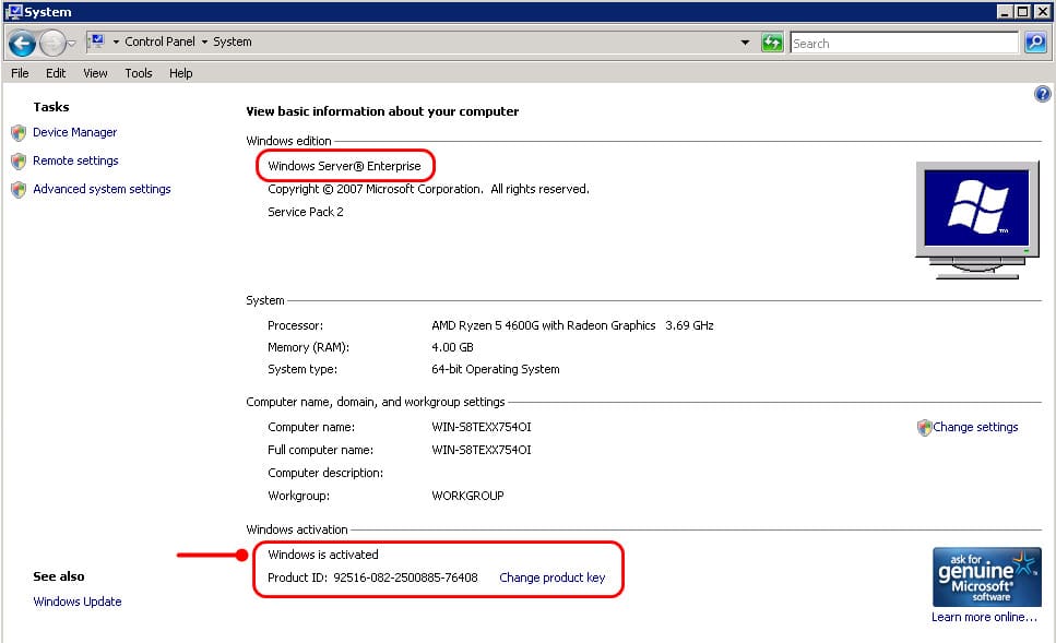 How to activate Windows Server 2008 Enterprise (2)