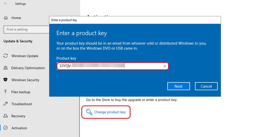 (Optional) Change product key