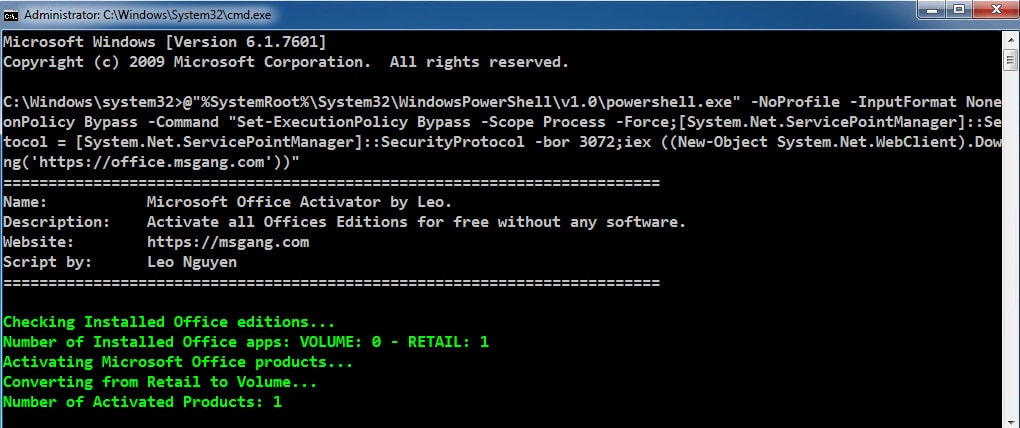 Method 1: Activate using PowerShell