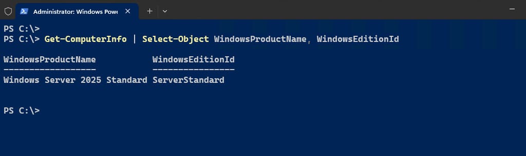 Verify the Windows Server edition and version